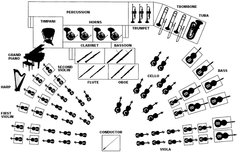 Znalezione obrazy dla zapytania orchestra seating chart